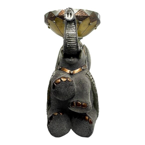 Decorative Jewel Embellished Resin Sitting Egyptian Elephant Candleholder 8" - Picture 3 of 16